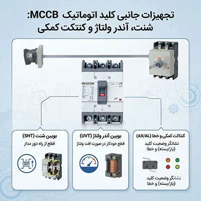 تجهیزات جانبی کلید اتوماتیک چیست؟ معرفی شنت، آندر ولتاژ و کنتاکت کمکی